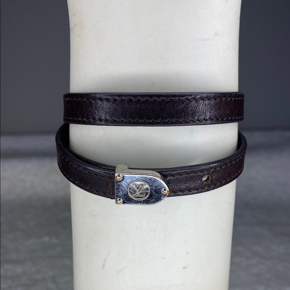 Louis Vuitton Box It Double Wrap Leather Bracelet in Brown and Silvertone (17in) - Picture 1 of 8